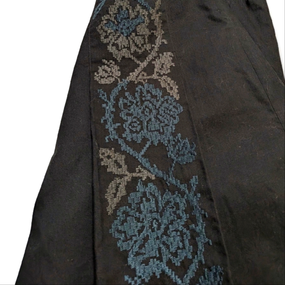 Ann Taylor‎ LOFT Petite Black Embroidered Floral A-Line Skirt Lace Trim Lined - Picture 7 of 10
